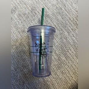 Starbucks 16 oz Hawaii cold cup with straw, excellent condition